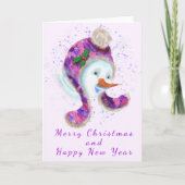 雪だるまインBeanie Winter Hat Christmas Card カード (正面)