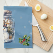 雪だるまインJARスノーフレークスブルー キッチンタオル (四つ折り)