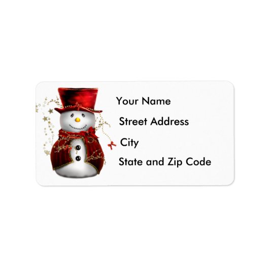 雪だるまインTop Hat差出人住所ラベル ラベル (正面)