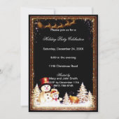 雪だるまウィンタークリスマスパーティの招待状 招待状 (正面)