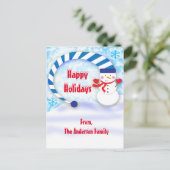 雪だるまウィンタークリスマスホリデーカードハガキ シーズンポストカード (スタンド正面)