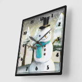 雪だるまウィンターシーお洒落ンクリスマススケッチ スクエア壁時計 (傾斜)