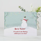 雪だるまウィンターシーンホリデーパーティー招待状 招待状 (スタンド正面)