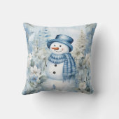 雪だるまウィンタースノーブルーハットスカーフ クッション (裏面)