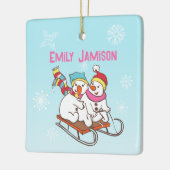 雪だるまウィンタースポーツの名前とウィッシュセラミックの名前 セラミックオーナメント (左)