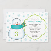 雪だるまウィンターバースデーパーティー招待状 招待状 (正面)