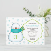 雪だるまウィンターバースデーパーティー招待状 招待状 (スタンド正面)