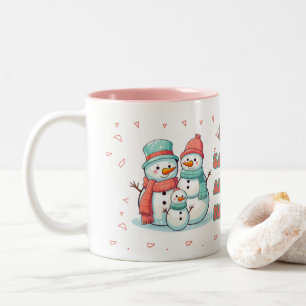 雪だるまウィンターパステルカラーマグ ツートーンマグカップ
