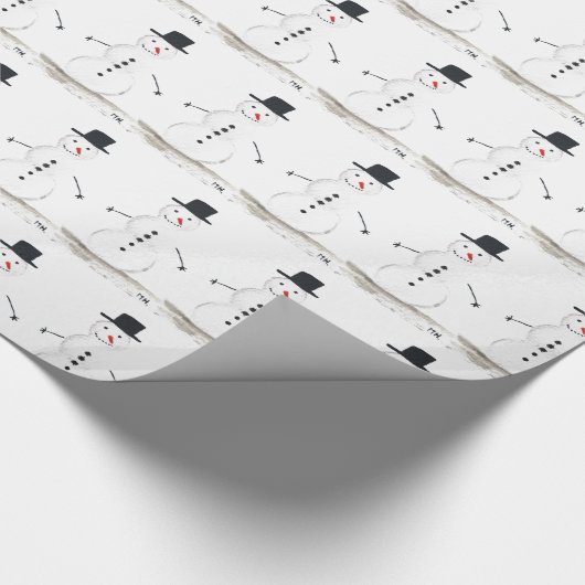 雪だるまウィンターホリデークリスマスギフトレトロヴィンテージ ラッピングペーパー (角)