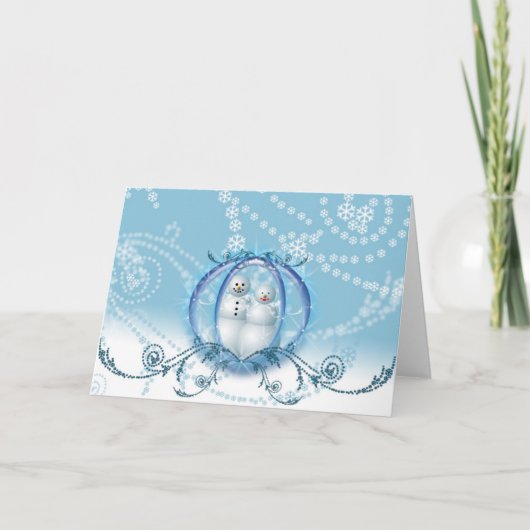雪だるまウィンターホリデースノーフレーククリスマス空白のズインサイド シーズンカード (正面)