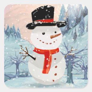 雪だるまウィンターホリデーズ  クリスマス スクエアシール