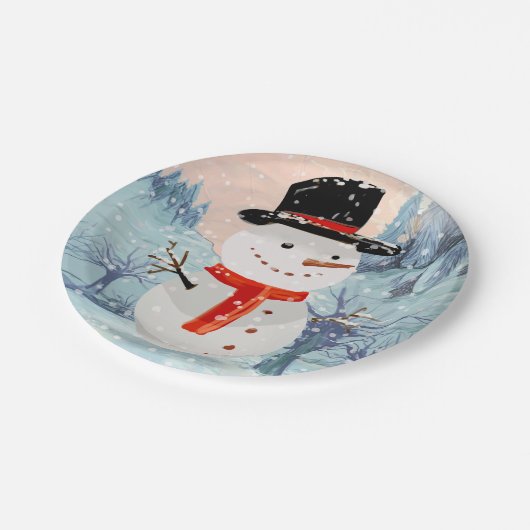 雪だるまウィンターホリデーズ |クリスマス ペーパープレート (アングル)