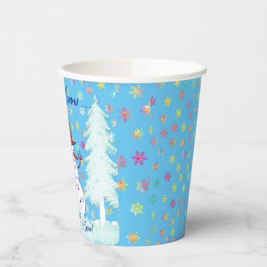 雪だるまウインタータイムパーティーディナーホリデー紙カップ 紙コップ (左)
