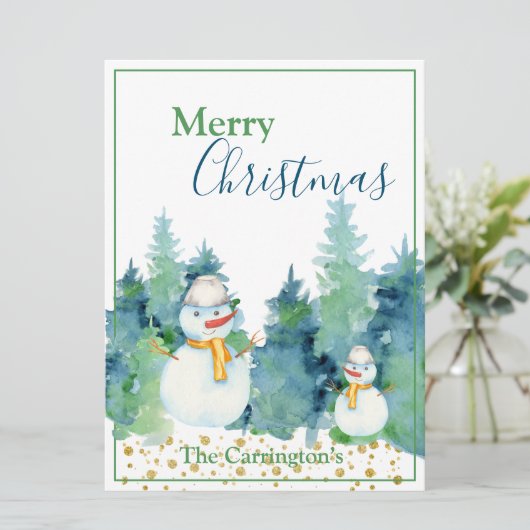 雪だるまウォーターカラーツリーズメリークリスマスホリデー (スタンド正面)