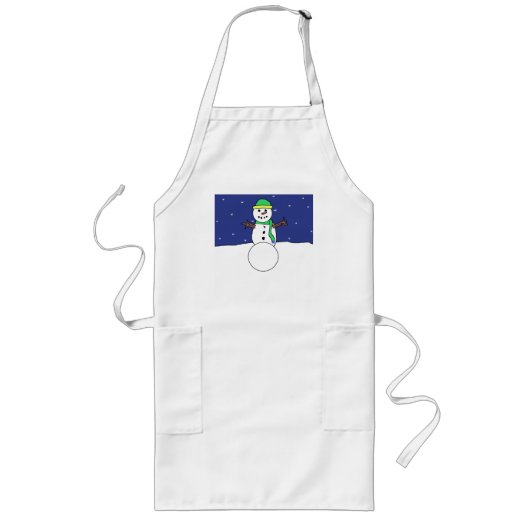 雪だるまエプロン ロングエプロン (正面)