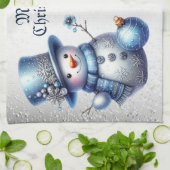 雪だるまエレガントクリスマス キッチンタオル (折り畳み)