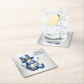 雪だるまエレガントクリスマス スクエアペーパーコースター (インサイチュ)