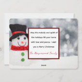 雪だるまエレガントジョイChristmas家族フォトコラージュ シーズンカード (裏面)