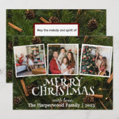 雪だるまエレガントジョイChristmas家族フォトコラージュ シーズンカード (正面/裏面)