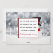 雪だるまエレガントジョイChristmas家族フォトコラージュ シーズンカード (裏面)