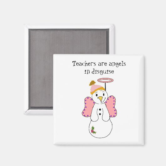 雪だるまエンジェルと先生ことわざ マグネット (正面/裏面)