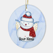 雪だるまエンジェルオーバルカスタムオーナメント セラミックオーナメント (左)