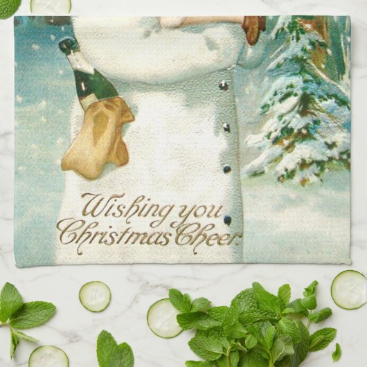 雪だるまエンジェルシェルブフォーリーフクローバー キッチンタオル (折り畳み)