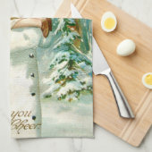 雪だるまエンジェルシェルブフォーリーフクローバー キッチンタオル (四つ折り)