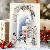 雪だるまエンジェルボーイクーリエクリスマス シーズンカード