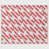 雪だるまオンキャンディーケーンストライプズ ラッピングペーパー (フラット)