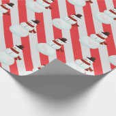 雪だるまオンキャンディーケーンストライプズ ラッピングペーパー (角)