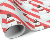 雪だるまオンキャンディーケーンストライプズ ラッピングペーパー (ロールコーナー)