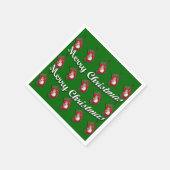 雪だるまオンクリスマスストッキングオーバーグリーン スタンダードカクテルナプキン (角)