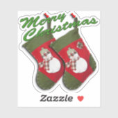 雪だるまオンクリスマスストッキングカスタムカット シール (シート)