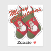 雪だるまオンクリスマスストッキングカスタムカット シール (シート)