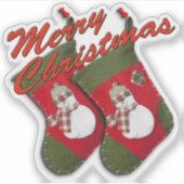 雪だるまオンクリスマスストッキングカスタムカット シール (正面)