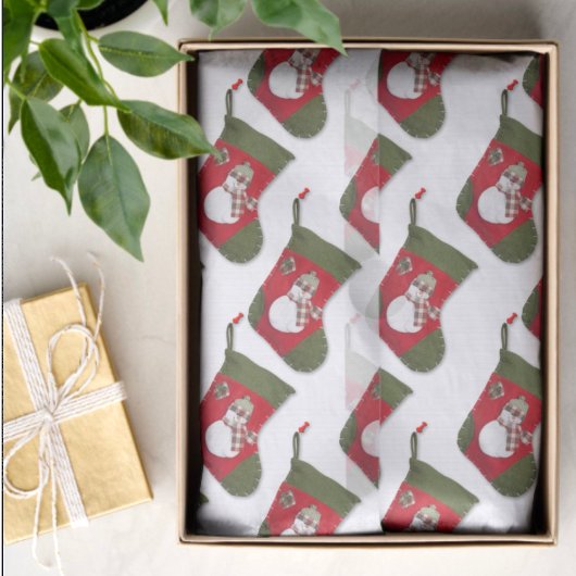 雪だるまオンクリスマスストッキング 薄葉紙