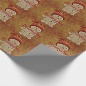 雪だるまオンバーラップかわいい素朴な冬 ラッピングペーパー (角)