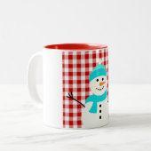 雪だるまオンプレイド ツートーンマグカップ (正面左)