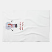 雪だるまオンホワイト キッチンタオル (横)