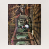 雪だるまオンポーチインウィンターランド疑問に思 ジグソーパズル (縦)