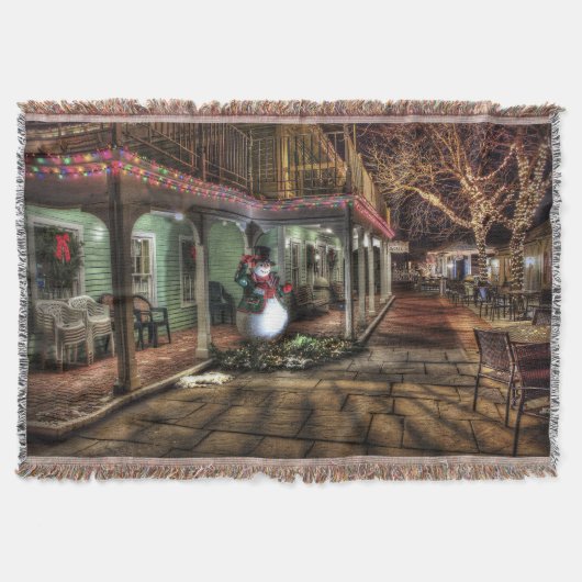 雪だるまオンポーチインウィンターランド疑問に思 スローブランケット (正面)