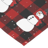 雪だるまオンレッドブラックバッファロープレイド ショートテーブルランナー (コーナー)