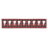 雪だるまオンレッドブラックバッファロープレイド ショートテーブルランナー (横)