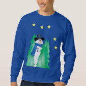 雪だるまオン青 スウェットシャツ (正面)