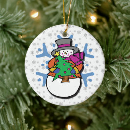 雪だるまオーナメント セラミックオーナメント