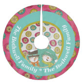 雪だるまオーブとスノーフレークスホリデーツリースカート ブラッシュドポリエステルツリースカート (正面)