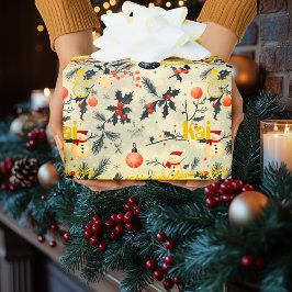 雪だるまカスタムとサンタ ラッピングペーパー