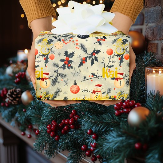 雪だるまカスタムとサンタ ラッピングペーパー