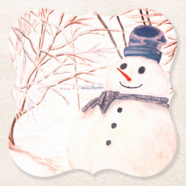 雪だるまカスタムなブラケットのコースター ペーパーコースター